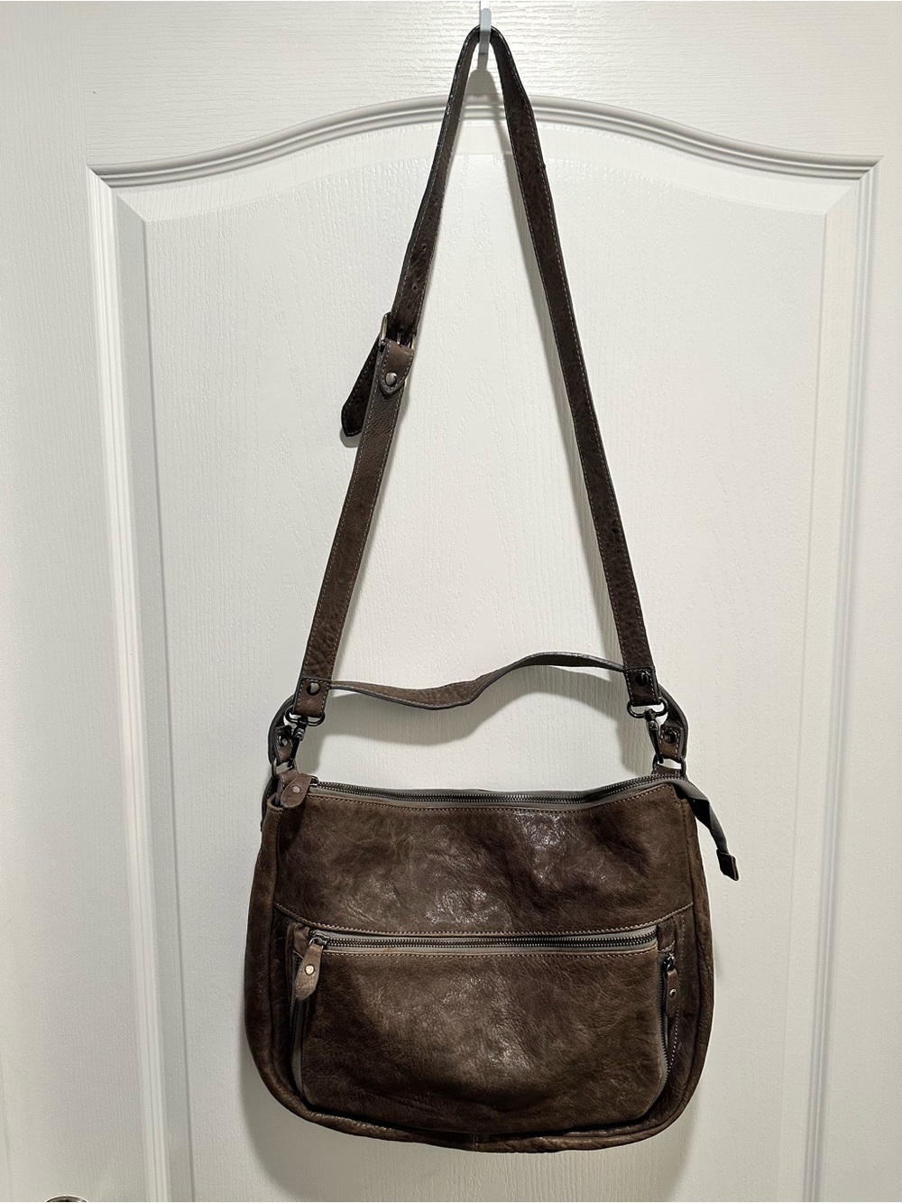 Aleanto by Collezioni Genuine Leather Hobo Cross Body Brown Bag Made in Italy 🇮🇹